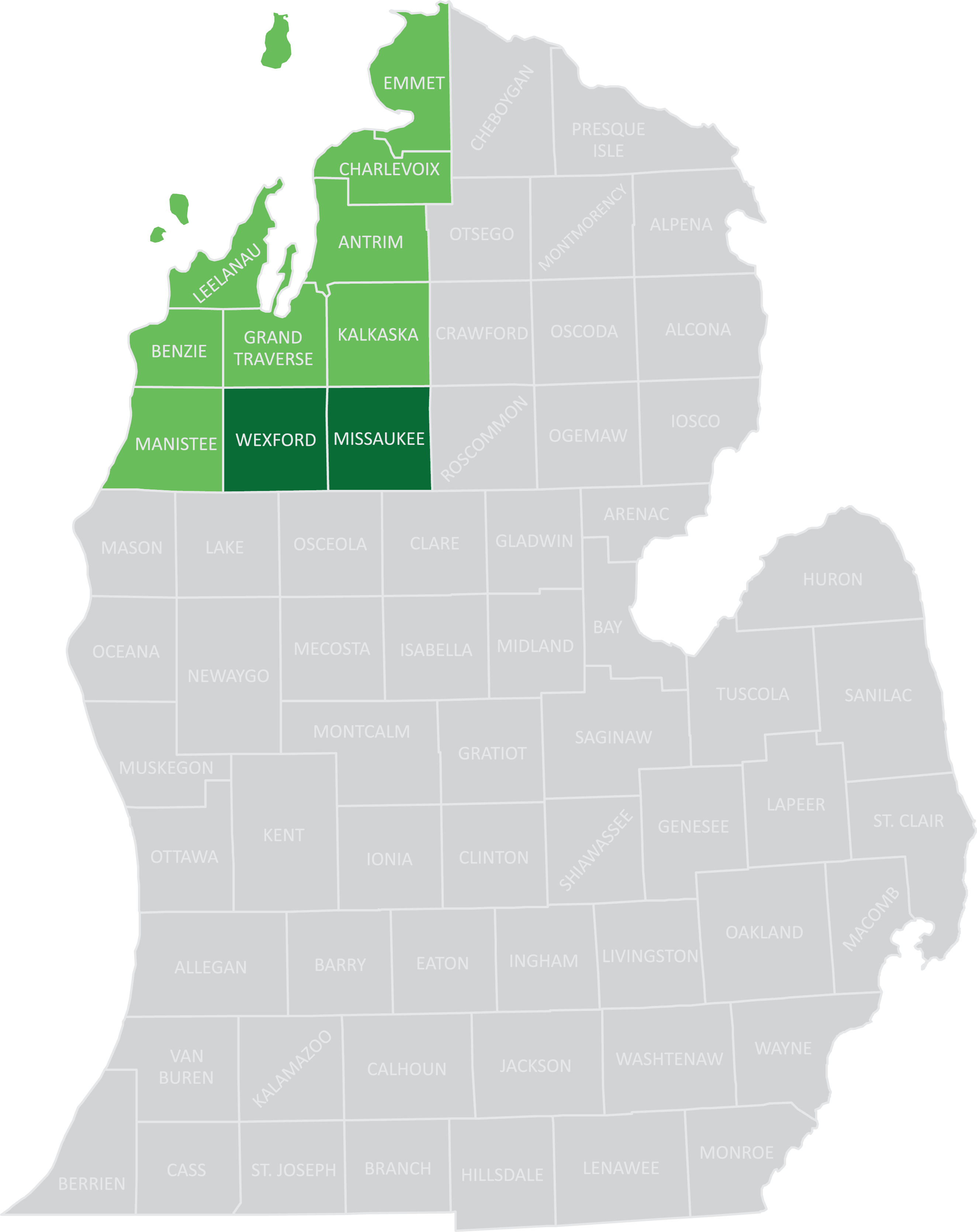 Missaukee and Wexford County Map